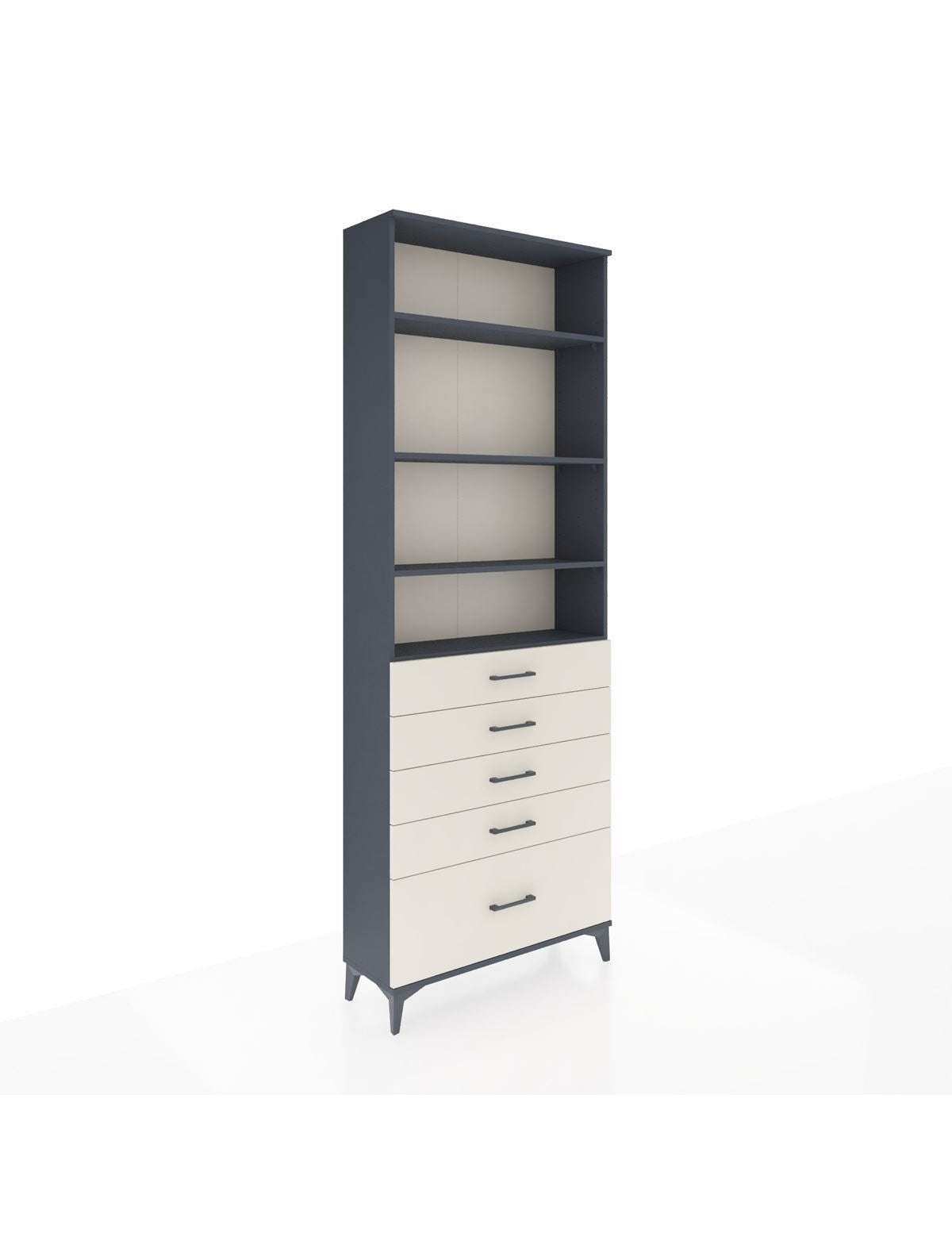 Arges Dolap 4 Raflı 5 Çekmeceli 88x30x243 Antrasit-Aytaşı