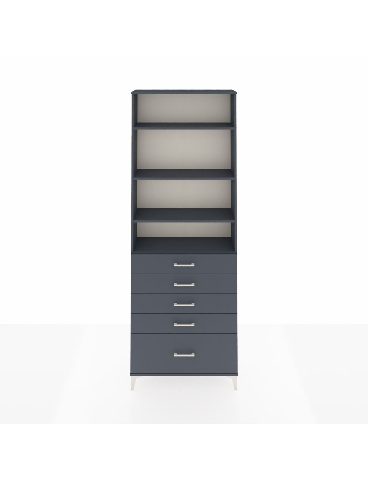 Arges Dolap 4 Raflı 5 Çekmeceli 88x30x243 Antrasit-Antrasit