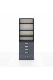 Arges Dolap 4 Raflı 5 Çekmeceli 88x30x243 Antrasit-Antrasit