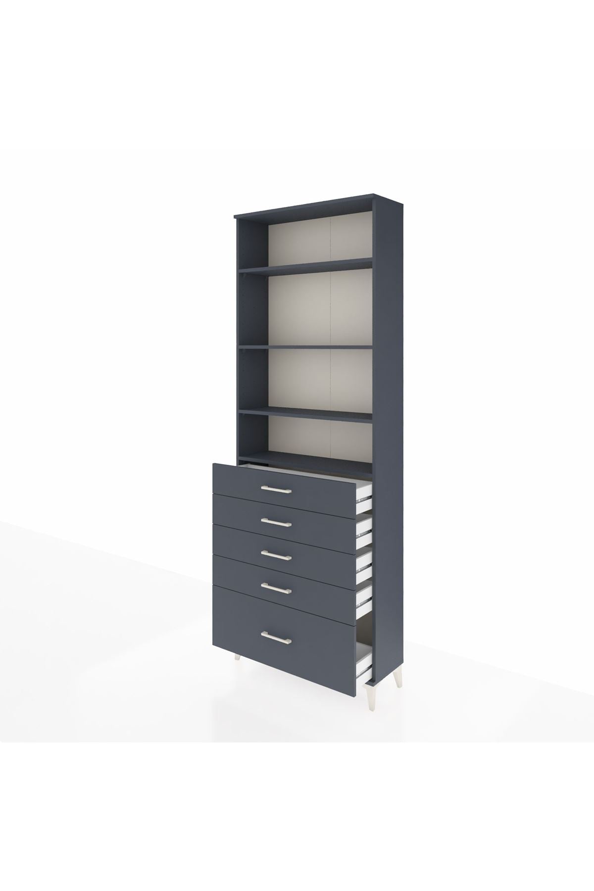 Arges Dolap 4 Raflı 5 Çekmeceli 88x30x243 Antrasit-Antrasit