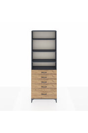 Arges Dolap 4 Raflı 5 Çekmeceli 88x30x243 Antrasit-Çam