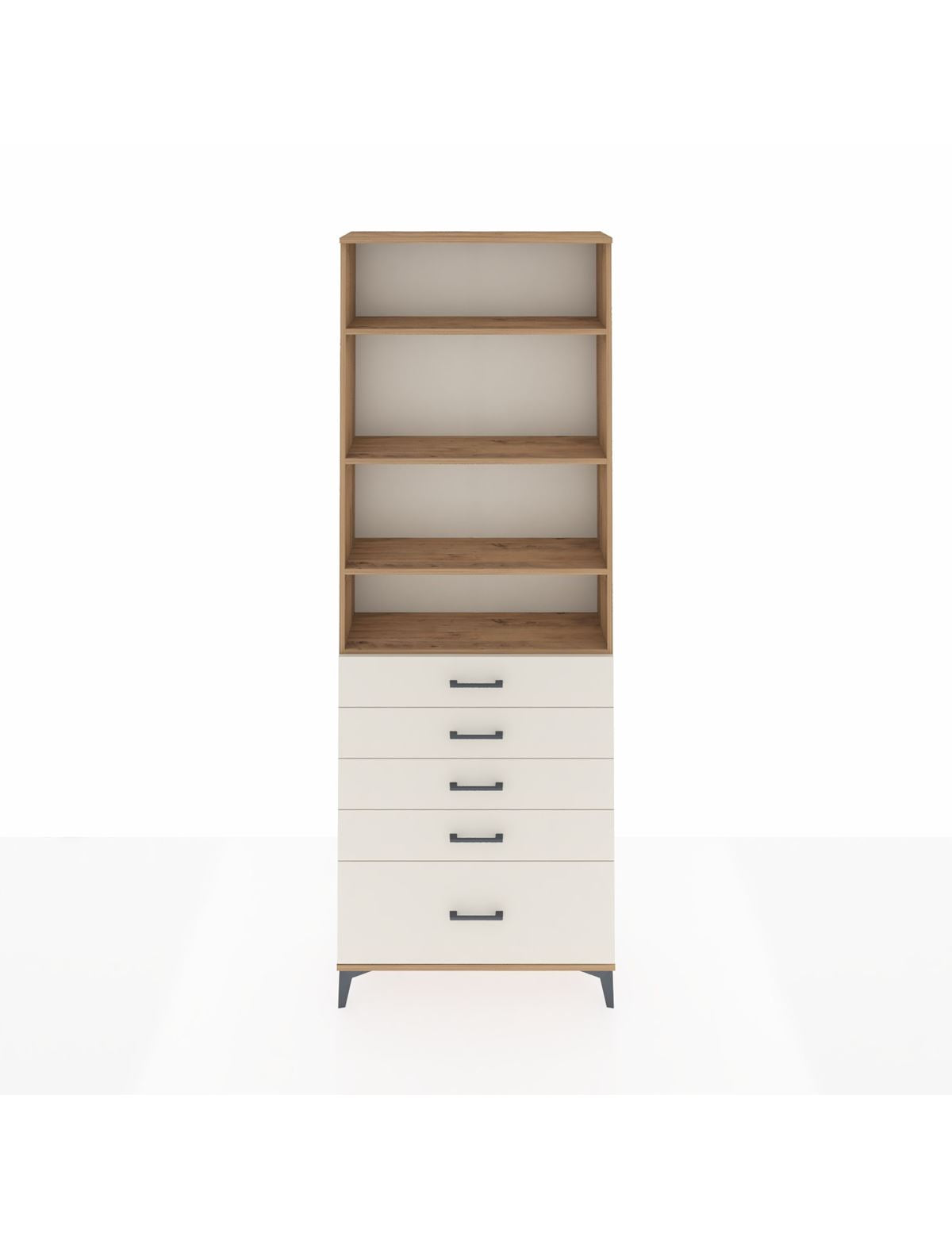 Arges Dolap 4 Raflı 5 Çekmeceli 88x30x243 Çam-Aytaşı