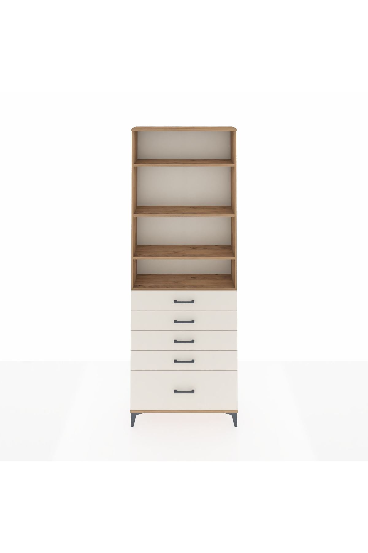 Arges Dolap 4 Raflı 5 Çekmeceli 88x30x243 Çam-Aytaşı