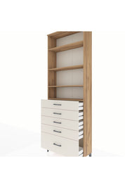 Arges Dolap 4 Raflı 5 Çekmeceli 88x30x243 Çam-Aytaşı