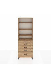 Arges Dolap 4 Raflı 5 Çekmeceli 88x30x243 Çam-Çam