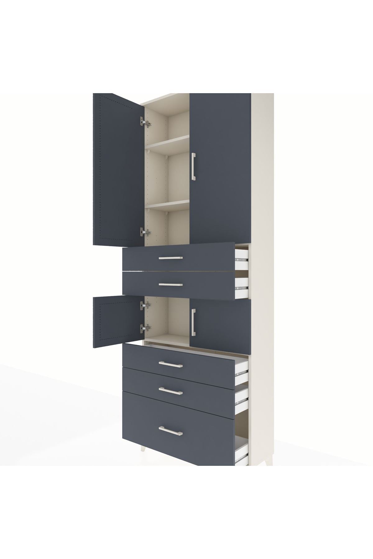 Arges Dolap 4 Raflı 5 Çekmeceli 4 Kapaklı 88x30x243 - S33M023V2A