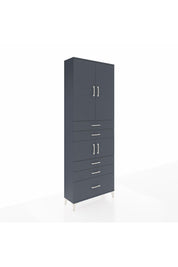 Arges Dolap 4 Raflı 5 Çekmeceli 4 Kapaklı 88x30x243 Antrasit-Antrasit
