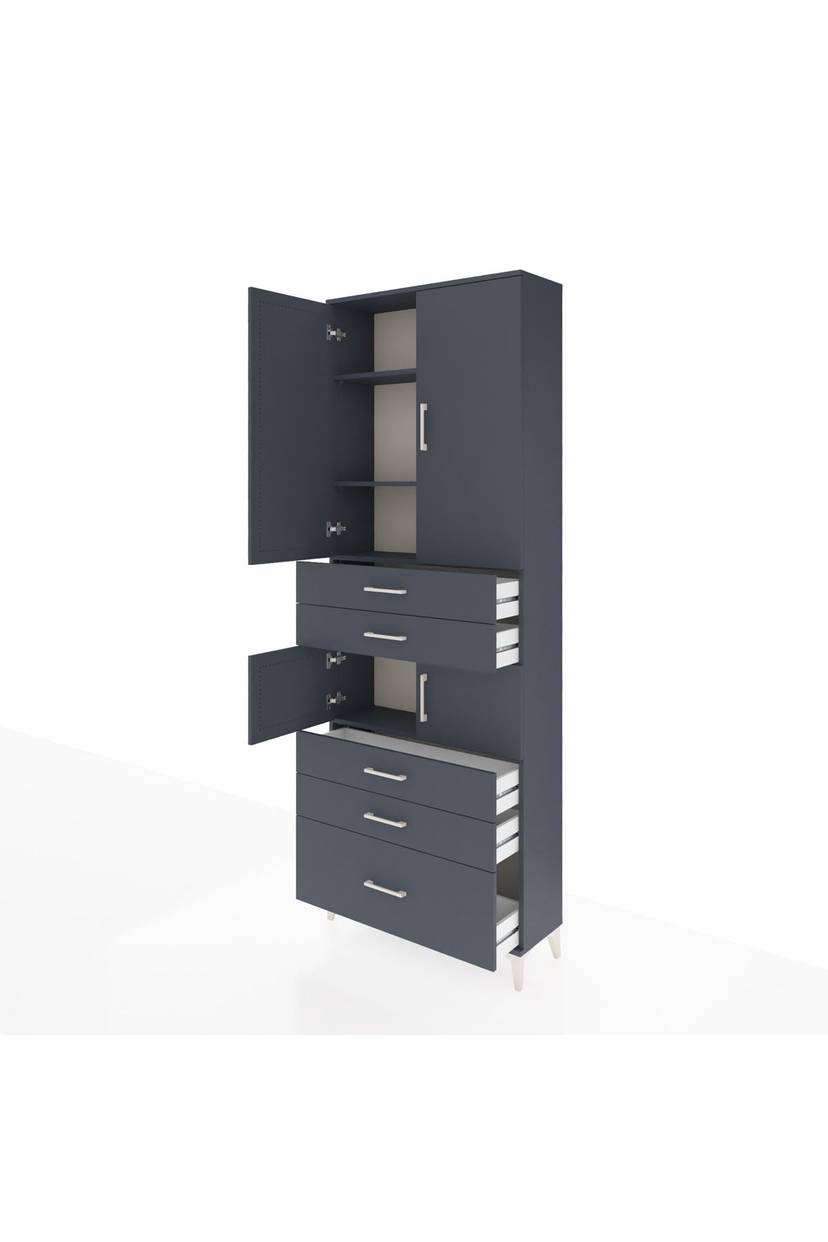 Arges Dolap 4 Raflı 5 Çekmeceli 4 Kapaklı 88x30x243 Antrasit-Antrasit