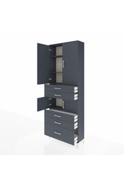 Arges Dolap 4 Raflı 5 Çekmeceli 4 Kapaklı 88x30x243 Antrasit-Antrasit