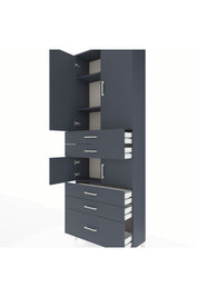 Arges Dolap 4 Raflı 5 Çekmeceli 4 Kapaklı 88x30x243 Antrasit-Antrasit