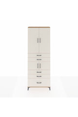 Arges Dolap 4 Raflı 5 Çekmeceli 4 Kapaklı 88x30x243