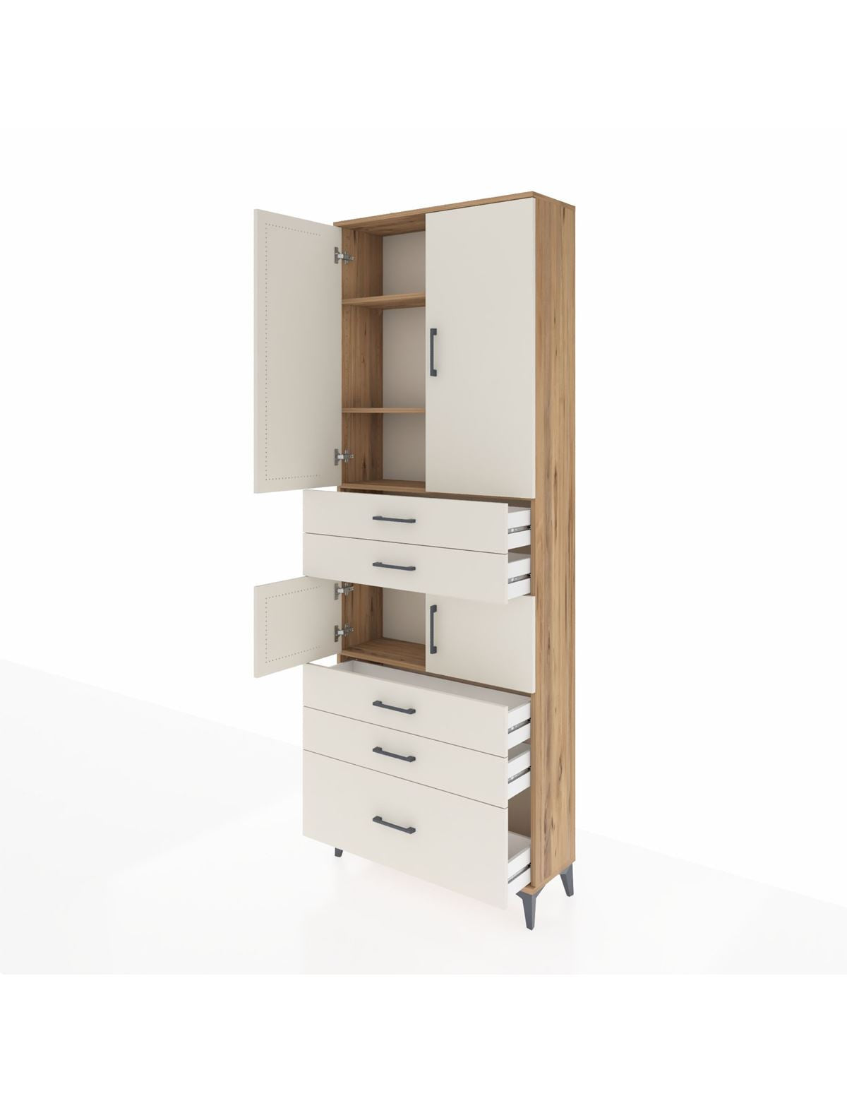 Arges Dolap 4 Raflı 5 Çekmeceli 4 Kapaklı 88x30x243 - S33M023V7A