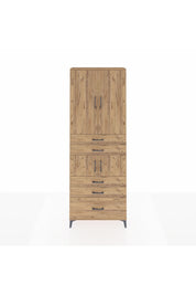 Arges Dolap 4 Raflı 5 Çekmeceli 4 Kapaklı 88x30x243 Çam-Çam