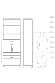 Arges Dolap 4 Raflı 5 Çekmeceli 2 Kapaklı 88x30x243 Aytaşı-Antrasit