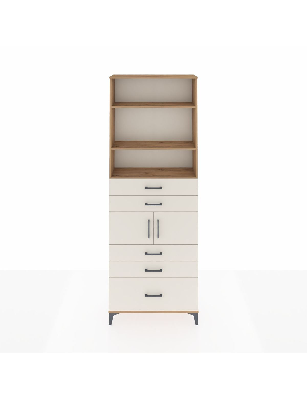 Arges Dolap 4 Raflı 5 Çekmeceli 2 Kapaklı 88x30x243 Çam-Aytaşı