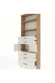 Arges Dolap 4 Raflı 5 Çekmeceli 2 Kapaklı 88x30x243 Çam-Aytaşı