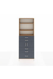 Arges Dolap 4 Raflı 5 Çekmeceli 2 Kapaklı 88x30x243 Çam-Antrasit