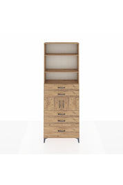 Arges Dolap 4 Raflı 5 Çekmeceli 2 Kapaklı 88x30x243 Çam-Çam