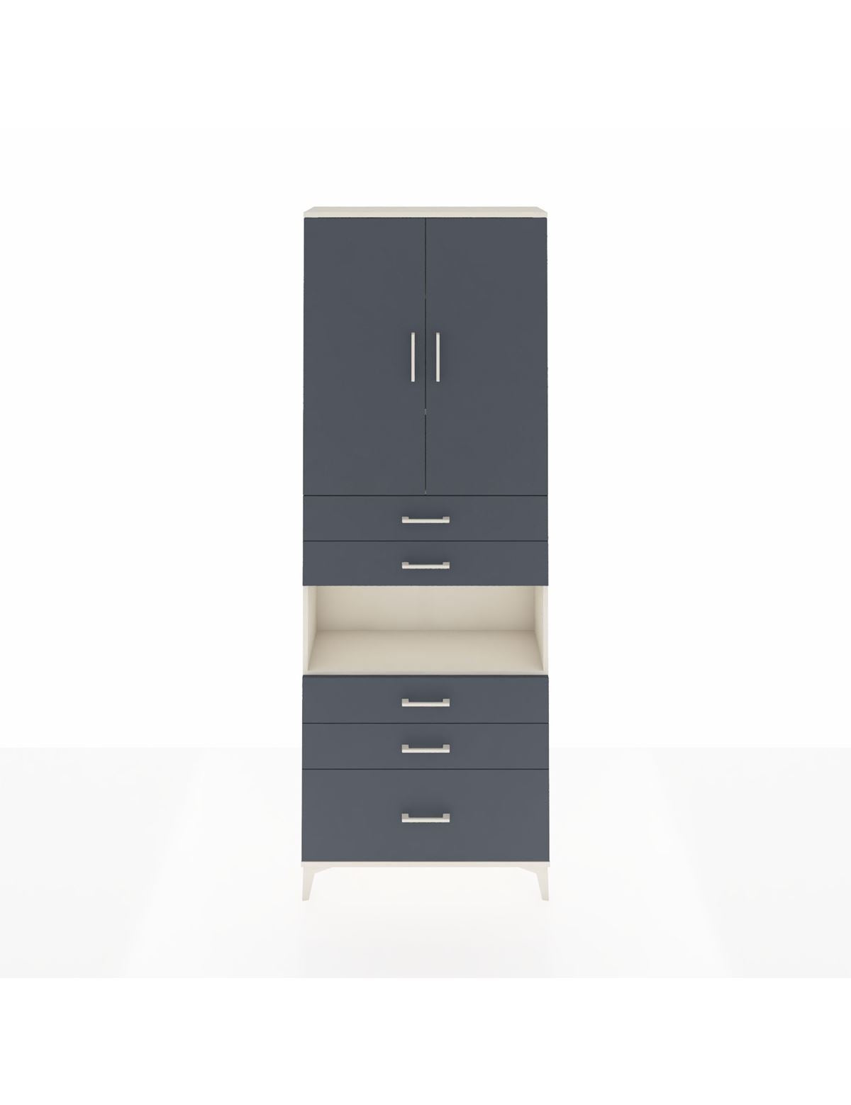 Arges Dolap 4 Raflı 5 Çekmeceli 2 Kapaklı 88x30x243 Aytaşı-Antrasit