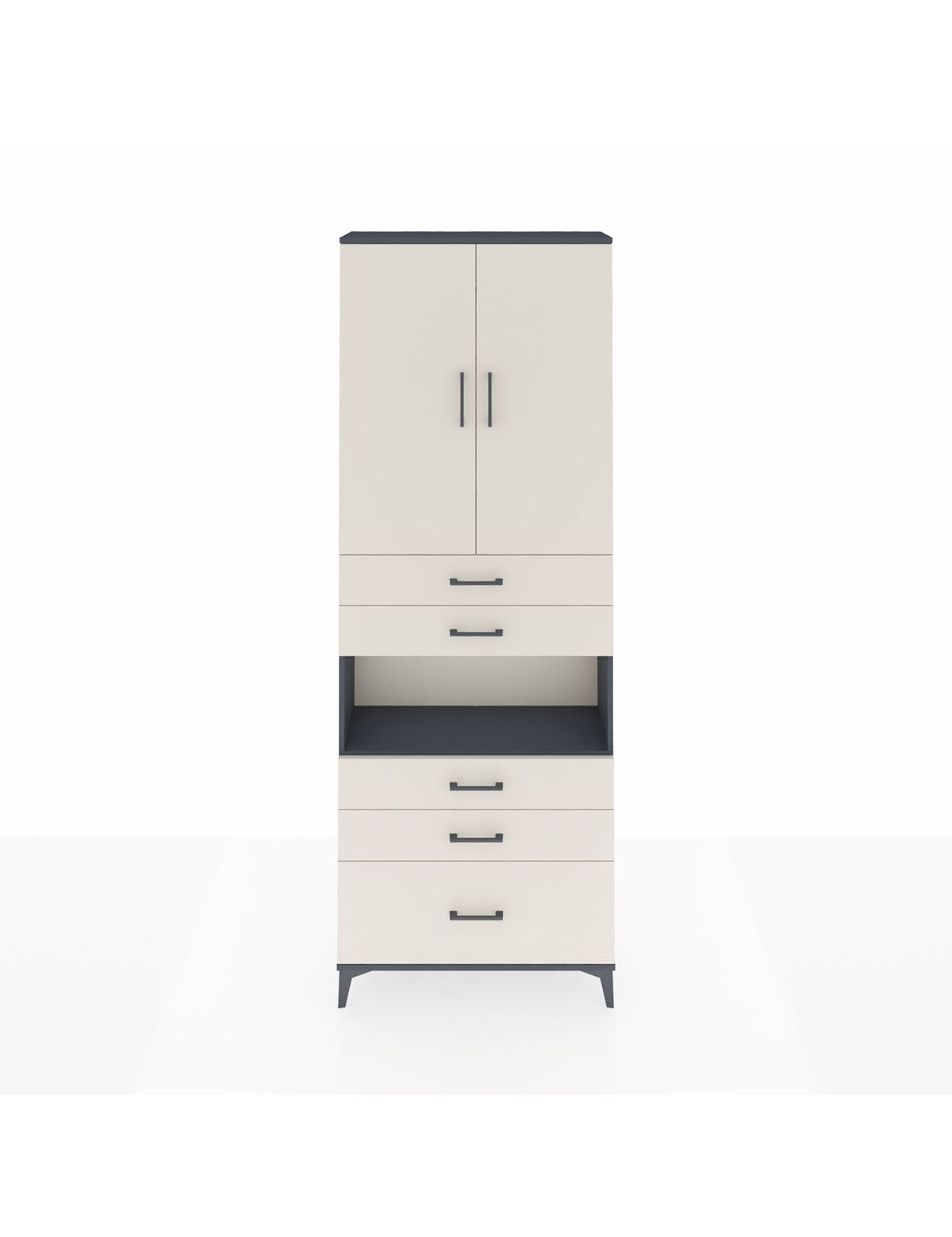 Arges Dolap 4 Raflı 5 Çekmeceli 2 Kapaklı 88x30x243 Antrasit-Aytaşı