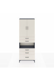 Arges Dolap 4 Raflı 5 Çekmeceli 2 Kapaklı 88x30x243 Antrasit-Aytaşı