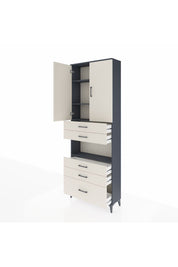 Arges Dolap 4 Raflı 5 Çekmeceli 2 Kapaklı 88x30x243 Antrasit-Aytaşı