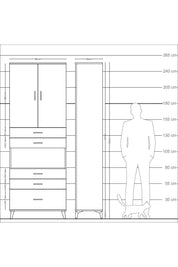 Arges Dolap 4 Raflı 5 Çekmeceli 2 Kapaklı 88x30x243 Antrasit-Aytaşı