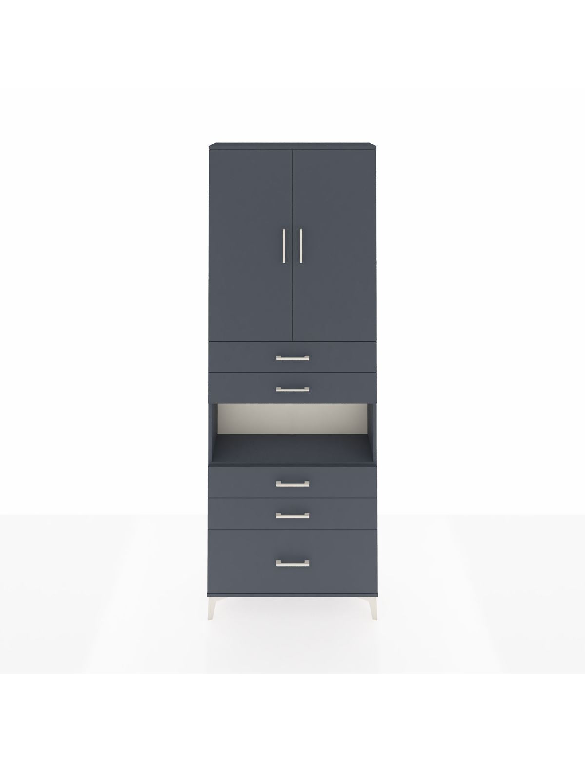 Arges Dolap 4 Raflı 5 Çekmeceli 2 Kapaklı 88x30x243 Antrasit-Antrasit