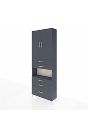 Arges Dolap 4 Raflı 5 Çekmeceli 2 Kapaklı 88x30x243 Antrasit-Antrasit