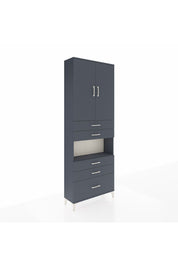 Arges Dolap 4 Raflı 5 Çekmeceli 2 Kapaklı 88x30x243 Antrasit-Antrasit