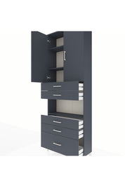 Arges Dolap 4 Raflı 5 Çekmeceli 2 Kapaklı 88x30x243 Antrasit-Antrasit