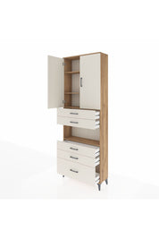 Arges Dolap 4 Raflı 5 Çekmeceli 2 Kapaklı 88x30x243 Çam-Aytaşı
