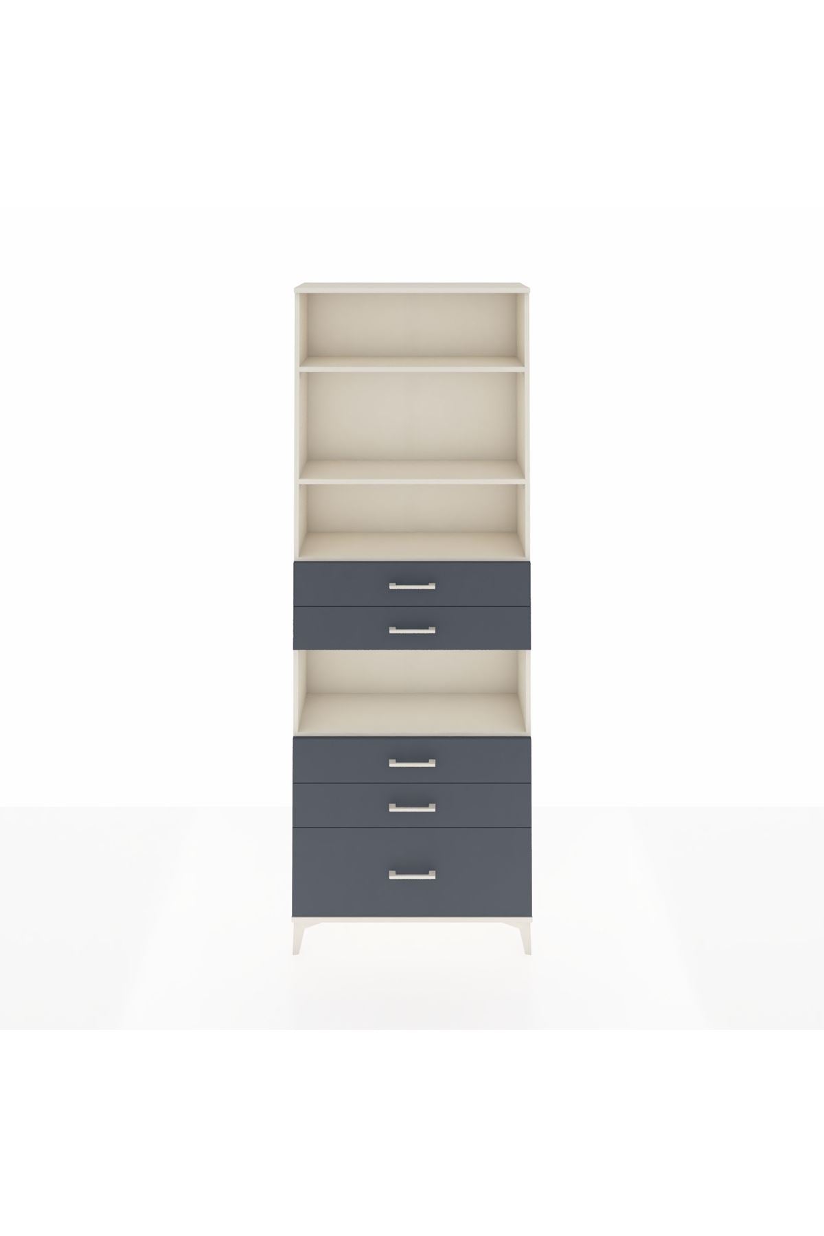 Arges Dolap 4 Raflı 5 Çekmeceli 88x30x243 Aytaşı-Antrasit