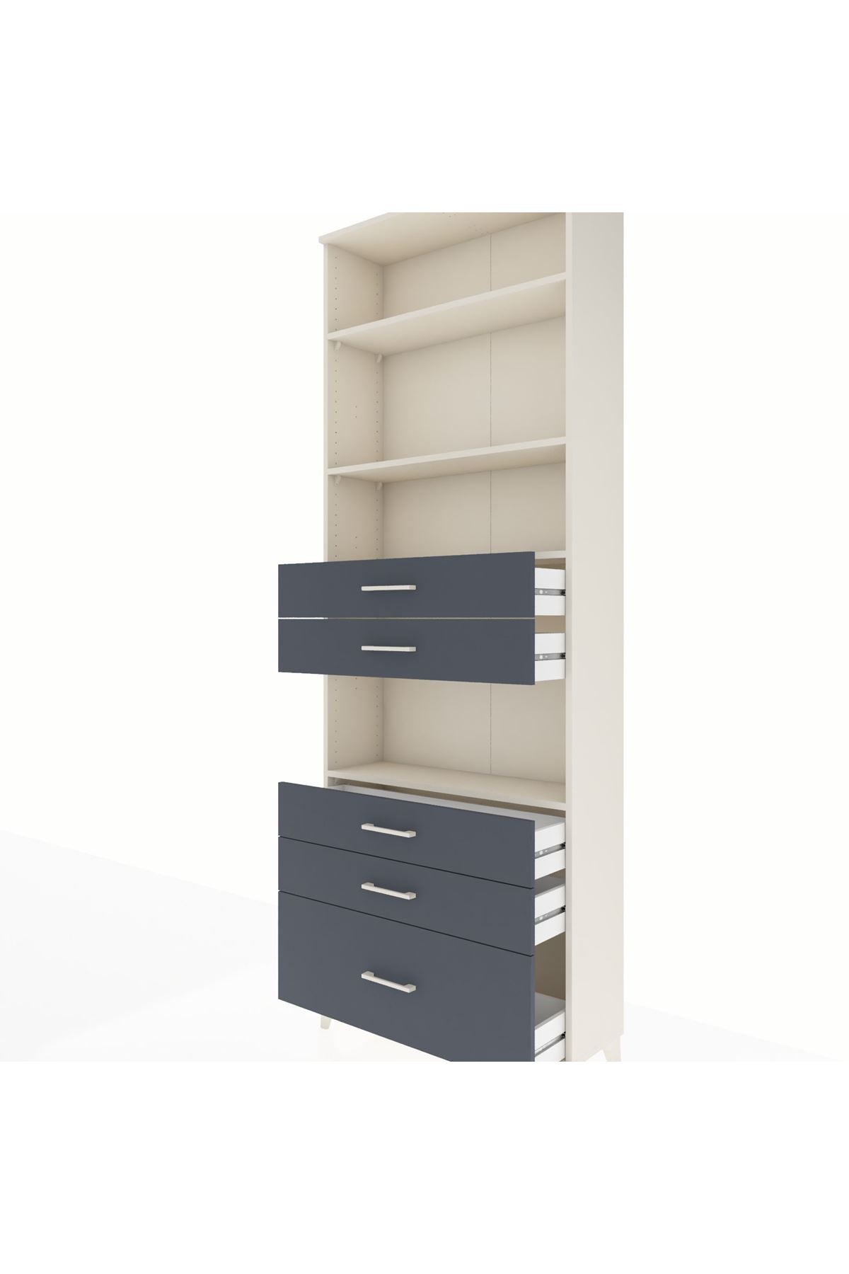 Arges Dolap 4 Raflı 5 Çekmeceli 88x30x243 Aytaşı-Antrasit