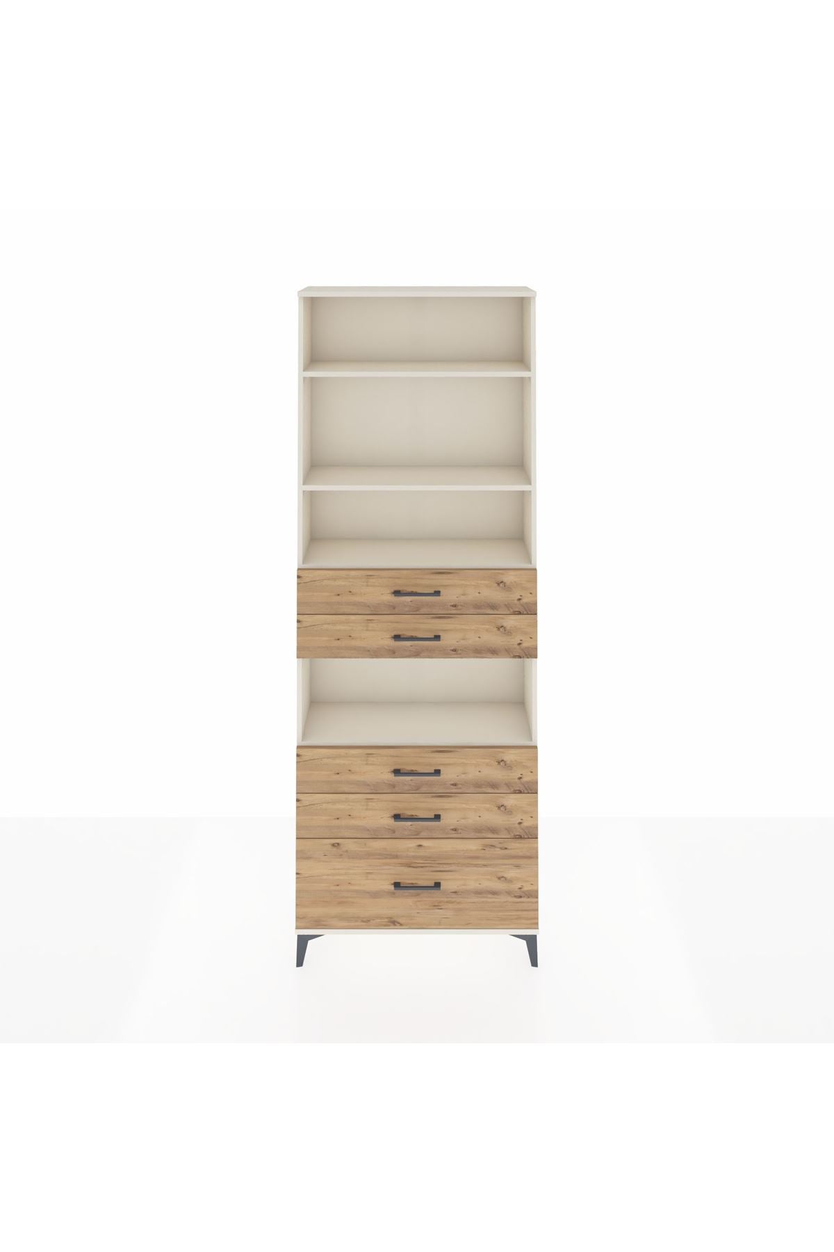 Arges Dolap 4 Raflı 5 Çekmeceli 88x30x243 Aytaşı-Çam