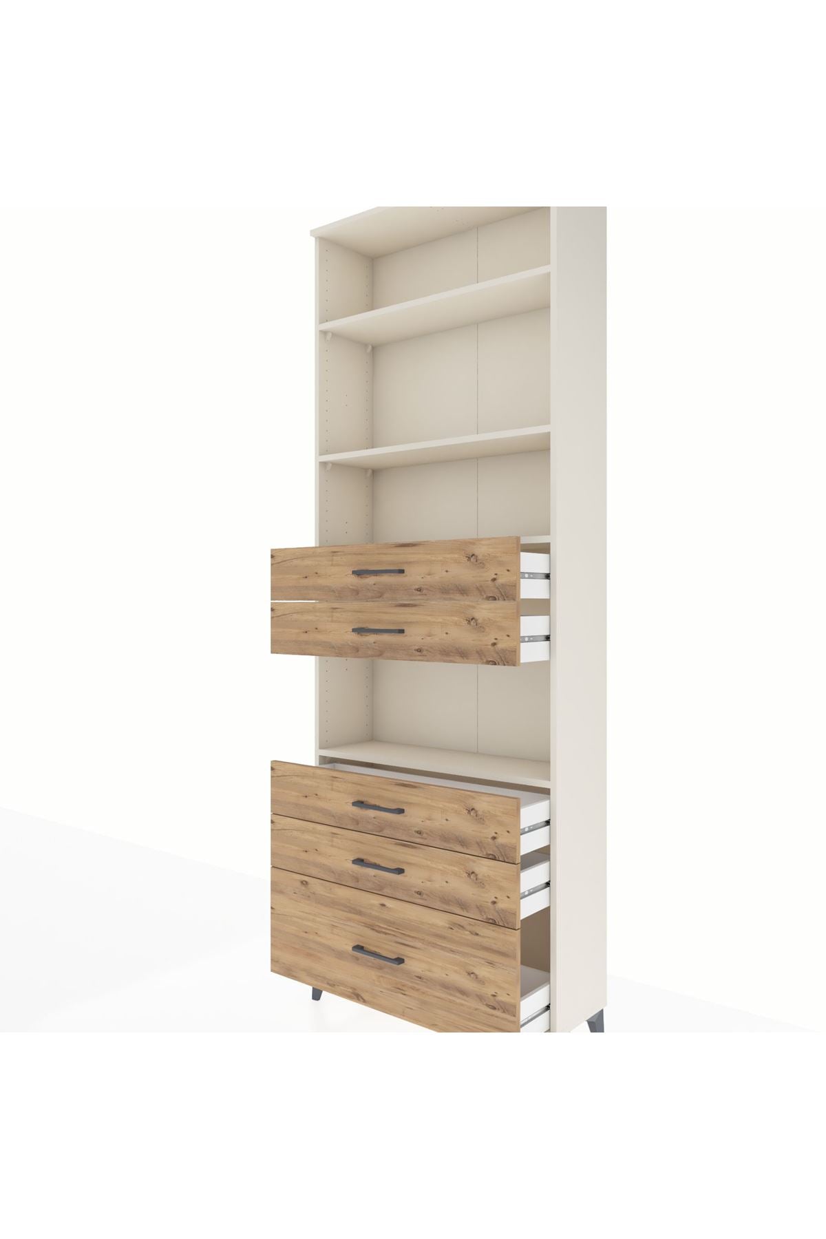 Arges Dolap 4 Raflı 5 Çekmeceli 88x30x243 Aytaşı-Çam