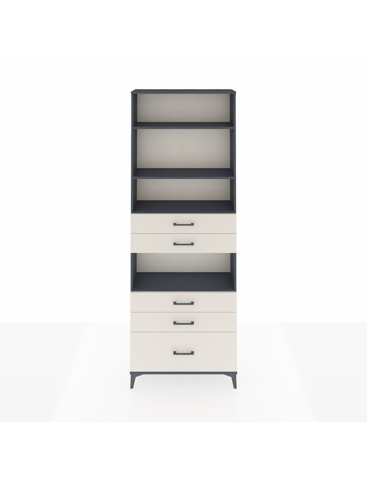 Arges Dolap 4 Raflı 5 Çekmeceli 88x30x243 Antrasit-Aytaşı