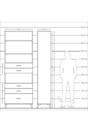Arges Dolap 4 Raflı 5 Çekmeceli 88x30x243 Aytaşı-Çam