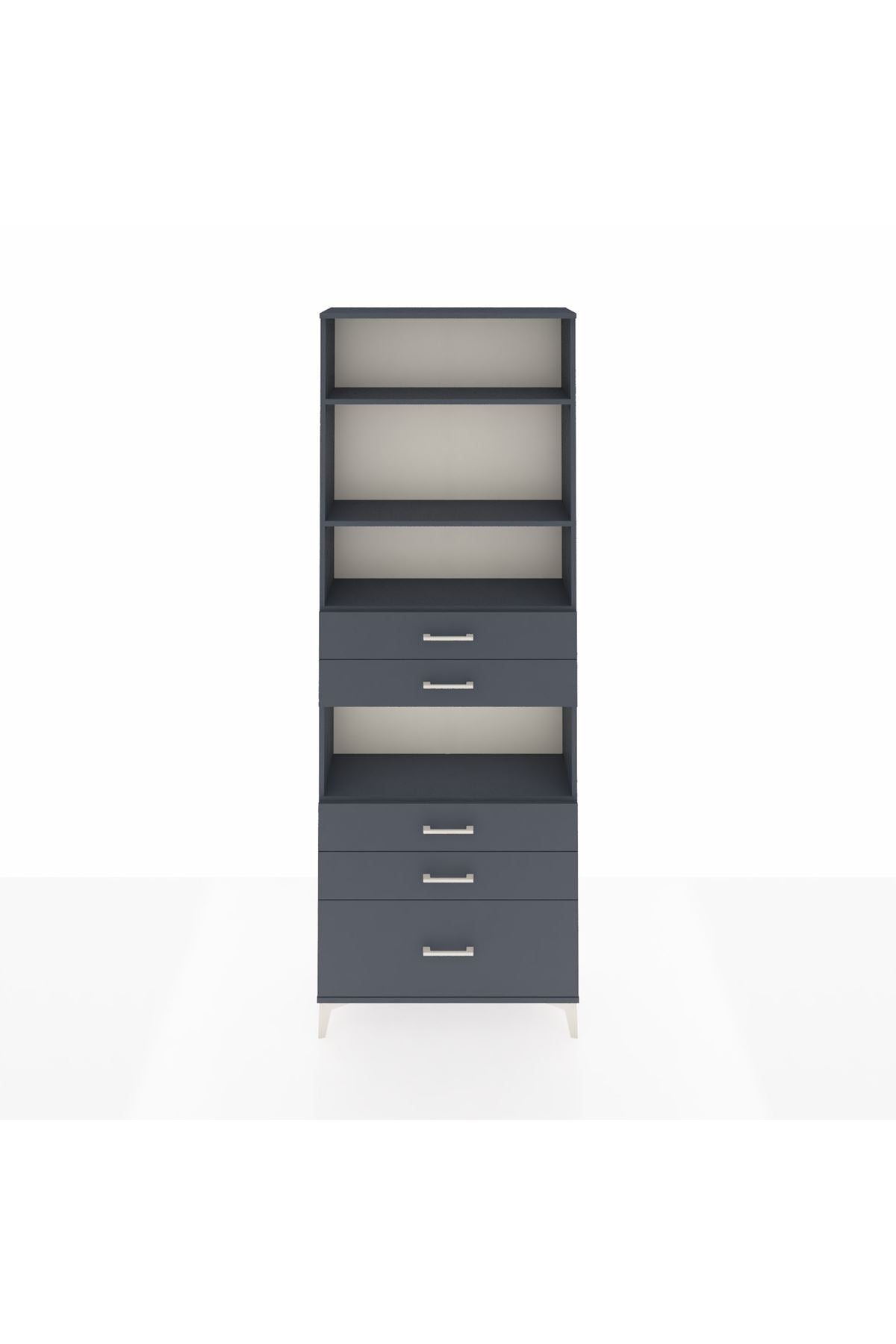 Arges Dolap 4 Raflı 5 Çekmeceli 88x30x243 Antrasit-Antrasit