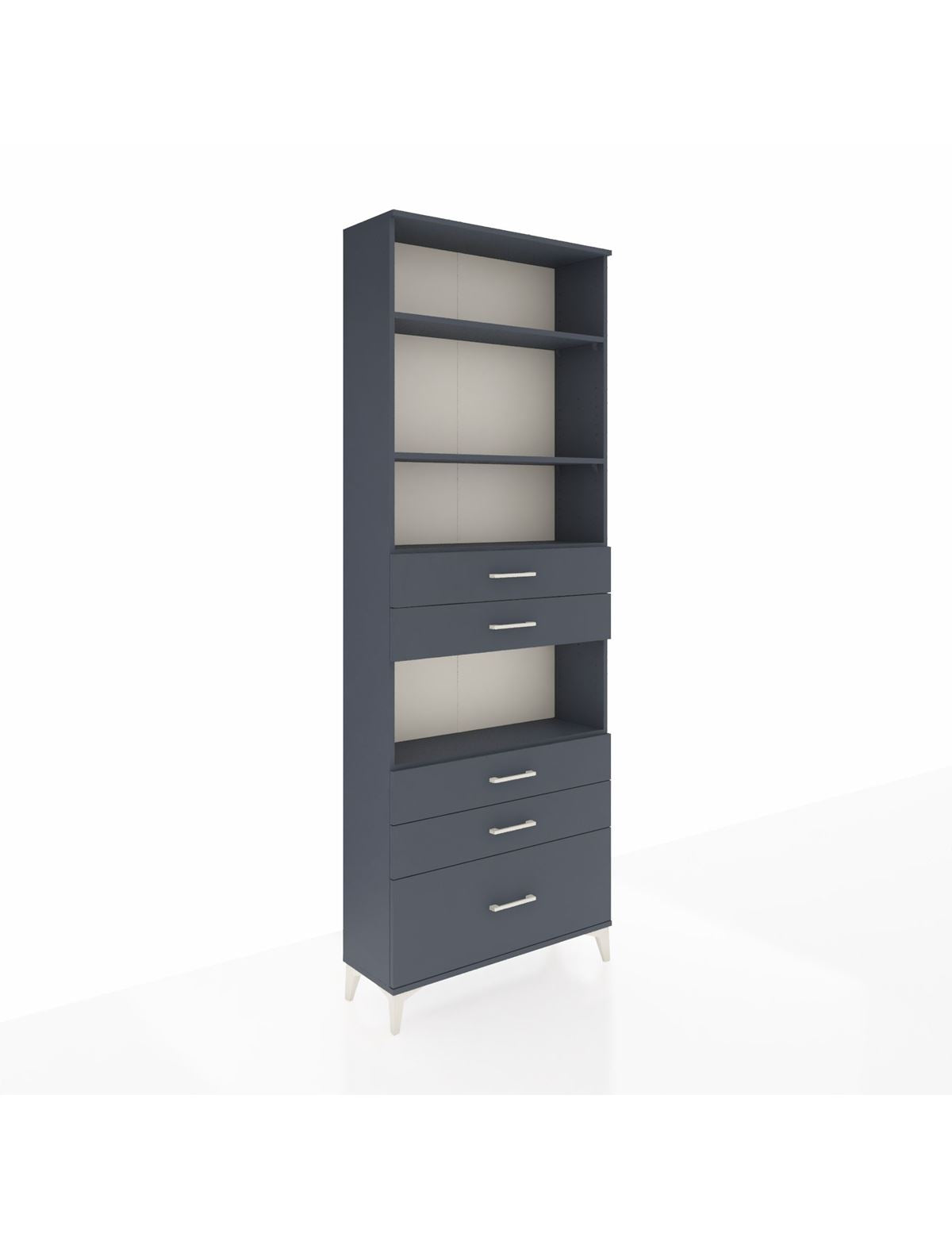 Arges Dolap 4 Raflı 5 Çekmeceli 88x30x243 Antrasit-Antrasit