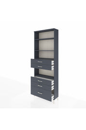 Arges Dolap 4 Raflı 5 Çekmeceli 88x30x243 Antrasit-Antrasit