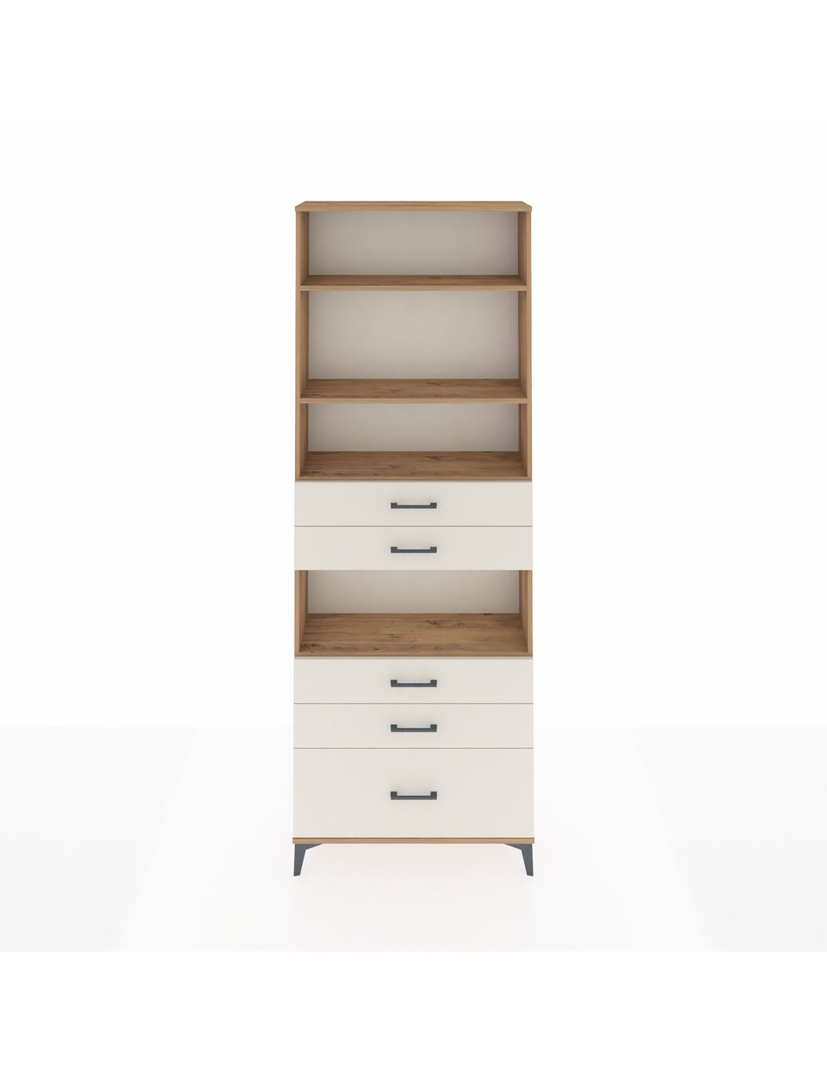 Arges Dolap 4 Raflı 5 Çekmeceli 88x30x243 Çam-Aytaşı