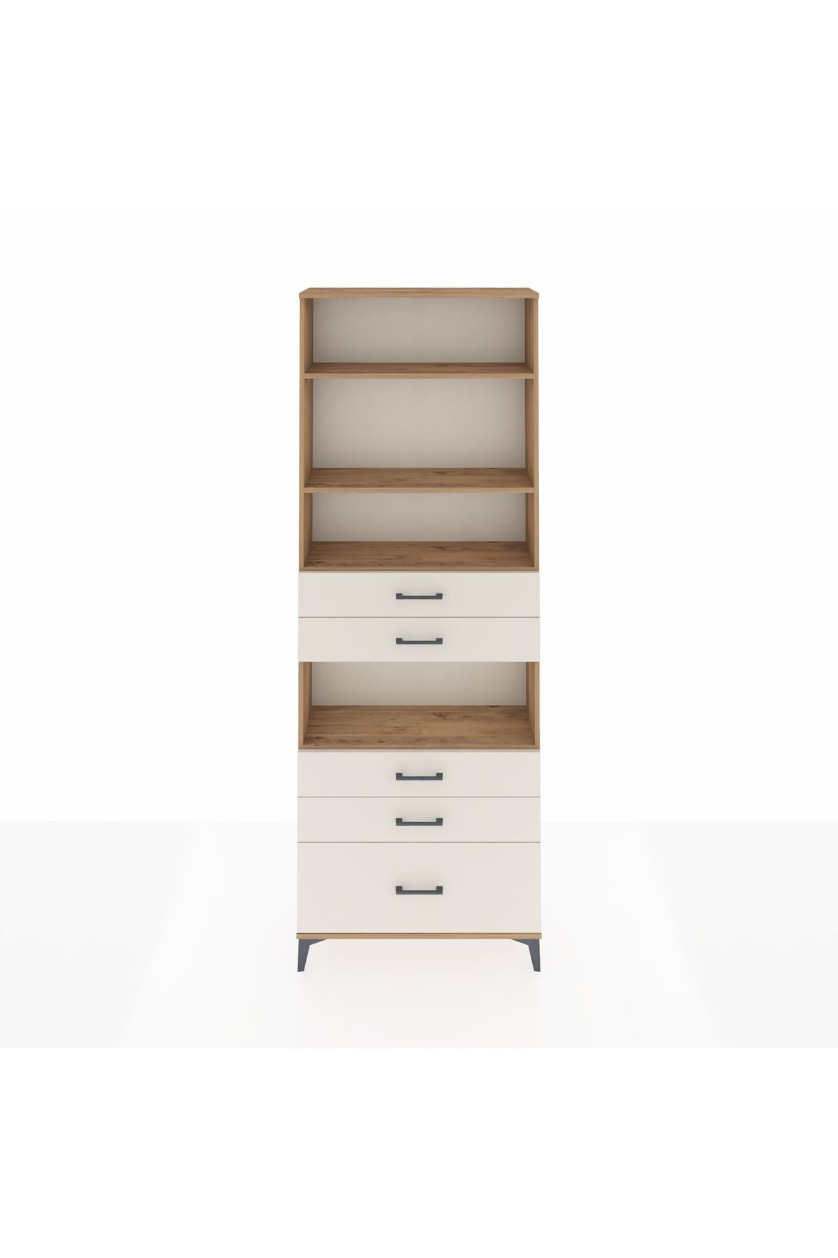 Arges Dolap 4 Raflı 5 Çekmeceli 88x30x243 Çam-Aytaşı