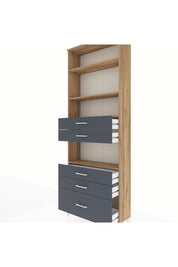 Arges Dolap 4 Raflı 5 Çekmeceli 88x30x243 Çam-Antrasit