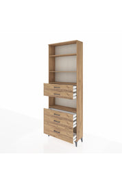 Arges Dolap 4 Raflı 5 Çekmeceli 88x30x243 Çam-Çam