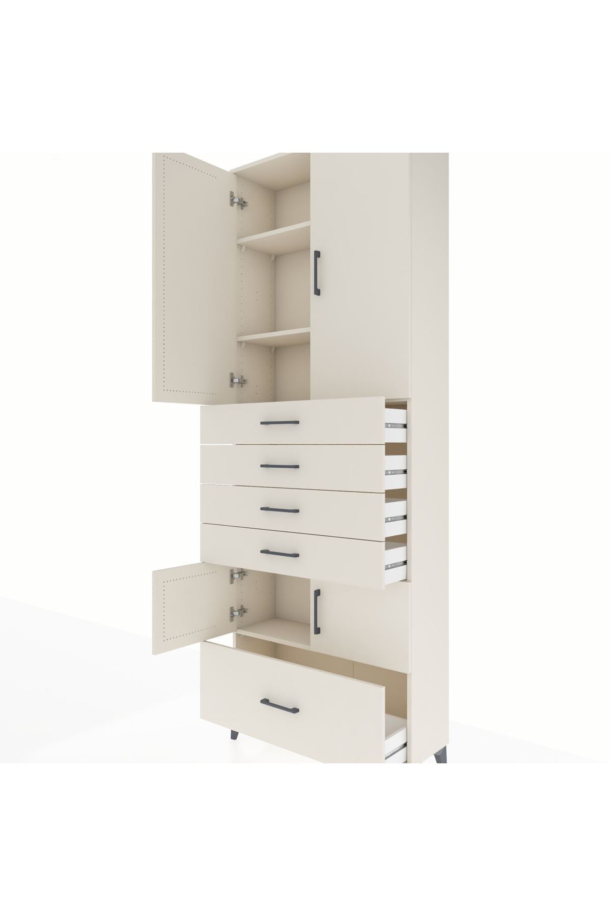 Arges Dolap 4 Raflı 5 Çekmeceli 4 Kapaklı 88x30x243 Aytaşı-Aytaşı