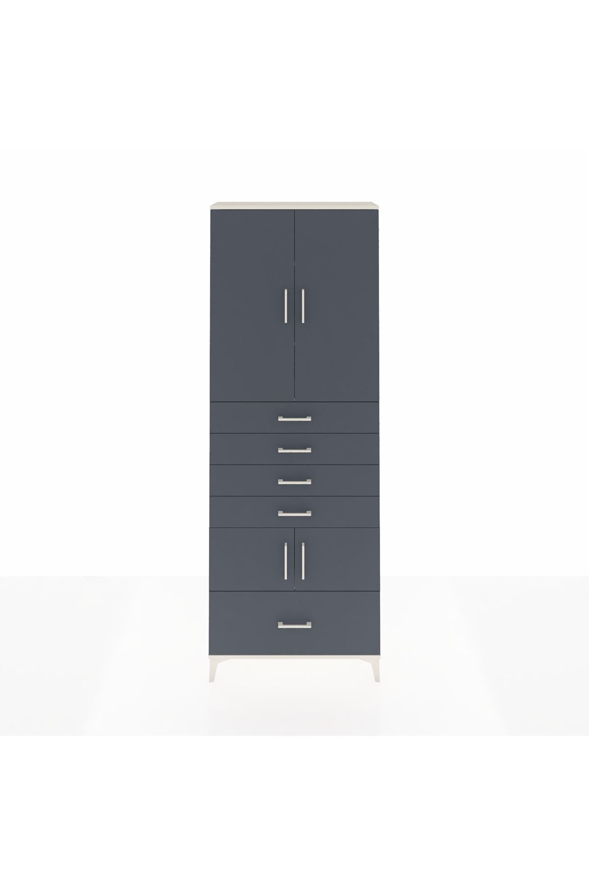 Arges Dolap 4 Raflı 5 Çekmeceli 4 Kapaklı 88x30x243 Aytaşı-Antrasit