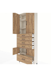 Arges Dolap 4 Raflı 5 Çekmeceli 4 Kapaklı 88x30x243 Aytaşı-Çam