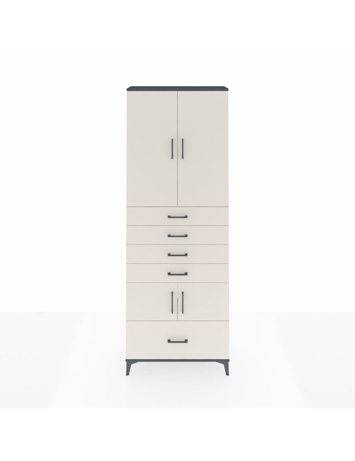 Arges Dolap 4 Raflı 5 Çekmeceli 4 Kapaklı 88x30x243 Antrasit-Aytaşı