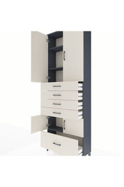 Arges Dolap 4 Raflı 5 Çekmeceli 4 Kapaklı 88x30x243 Antrasit-Aytaşı